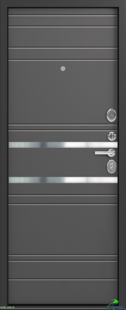 Дверь входная С-109 серый муар + серый камень/софт грей